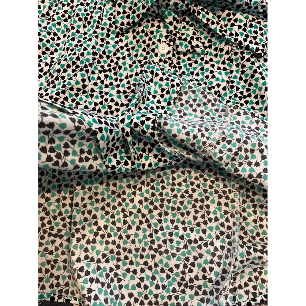 PopSugar Green Black Tulip Floral Shirt Dress Button Front Belted Pockets‎ M NEW - Picture 14 of 16